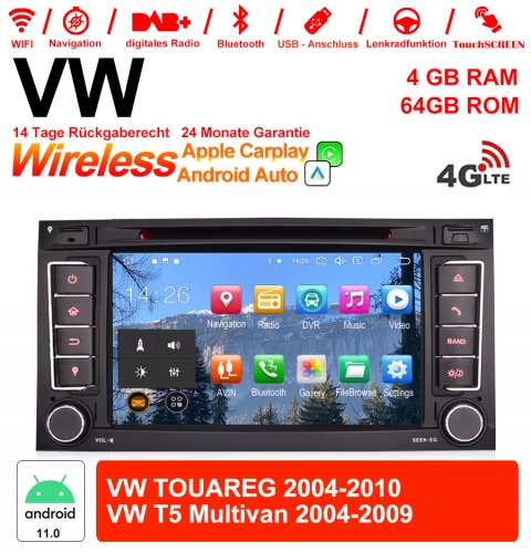 7 pouces Android 13.0 4G LTE Autoradio / Multimedia 4GB RAM 64GB ROM pour VW TOUAREG 2004-2010,VW T5 Multivan 2004-2009 Carplay intégre /Android Auto