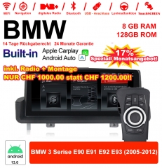 10.25 inch Qualcomm Snapdragon 665 8 Core Android 13.0 4G LTE Car Radio / Multimedia USB WiFi Carplay For BMW 3 Series E90 E91 E92 E93 (2005-2012)