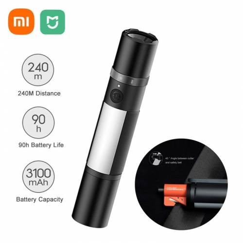 Xiaomi Mijia Multifunktions-LED-Taschenlampe – Notfallwerkzeug für Autos mit Fensterbrecher und Sicherheitsgurtschneider