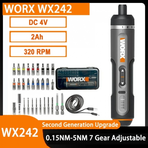 Worx WX242 4V Cordless Electric Screwdriver Set with USB Charging