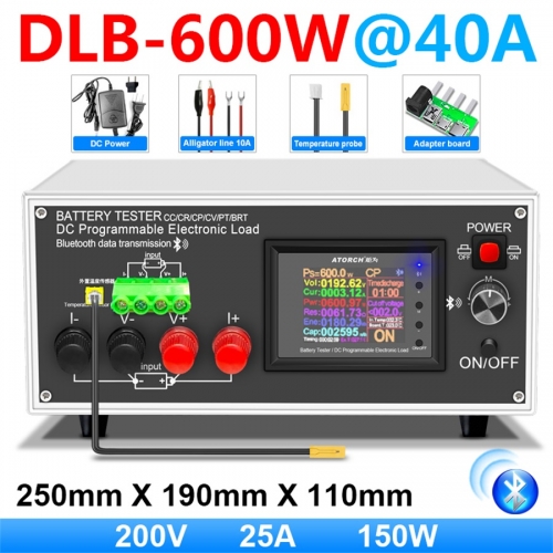 DLB-600W 200V 40A DC Electronic Load Tester - Programmable Tool for High Precision Capacity and Temperature Monitoring