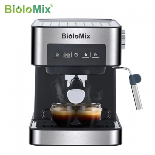 Machine à café expresso de type italien BioloMix 20 bars avec mousseur à lait pour expresso, cappuccino, latte et moka
