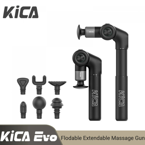 Kica evo foldable muscle massage gun professional smart body neck massage device with 9cm retractable extension rod