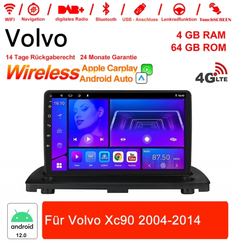 9 Zoll Android 12.0 Autoradio / Multimedia 4GB RAM 64GB ROM Für Volvo Xc90 2004-2014 Mit WiFi NAVI Bluetooth USB