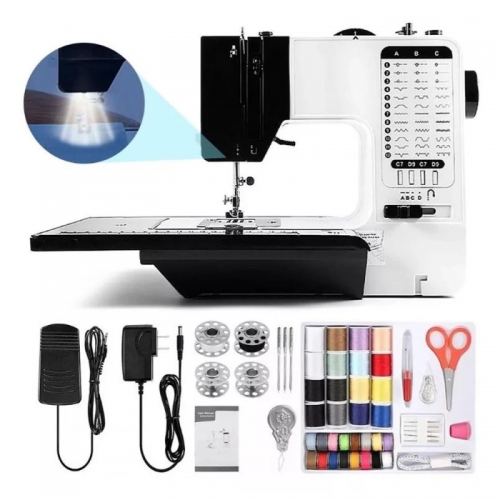 Portable sewing machine with extension table, built-in electric sewing machine with 38 stitches, adjustable dual speed