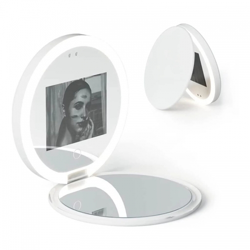 Miroir compact de voyage WOWEL avec caméra UV, miroir éclairé portable à grossissement 2X