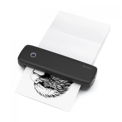 Imprimante à transfert thermique portable A4, impression sans fil et USB, sans encre, motif de tatouage, fichier PDF, livré avec 1 rouleau de papier