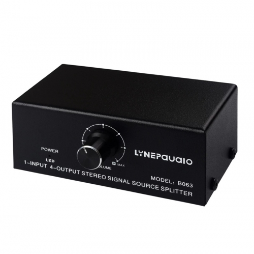 LYNEPAUAIO B063 1 in 4 heraus Audio Signal Distributor Stereo Signal Quelle Audio Splitter Verlustfreie Ausgang USB 5V Powered RCA Interface