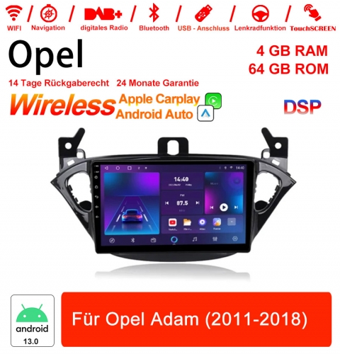 9 inch Android 13.0 car radio / multimedia 4GB RAM 64GB ROM for Opel Adam (2011-2018) with WiFi NAVI Bluetooth USB
