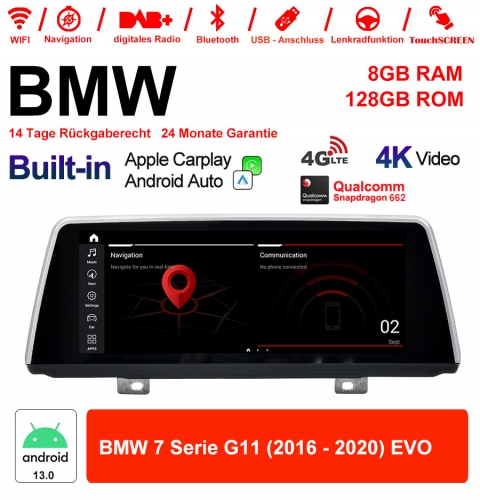 10.25 inch Qualcomm Snapdragon 665 8 Core Android 13.0 4G LTE Car Radio / Multimedia USB WiFi Carplay For BMW 7 Series G11 (2016-2020) EVO