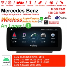 Qualcomm Snapdragon 685 8 Core Android 13 4G LTE Autoradio/Multimédia 8Go de RAM 128Go de ROM pour Benz GLC Classe C Classe V NTG5.5 CarPlay intégré