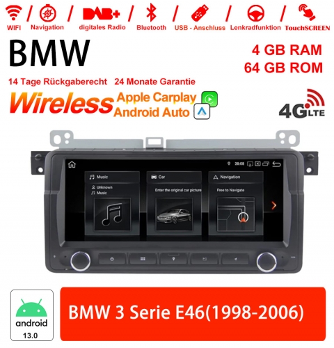 8.8 inch Android 13.0 4G LTE car radio / multimedia 4GB RAM 64GB ROM For BMW 3 Serie E46 1998-2006 with Navi, Wifi Built-in CarPlay / Android Auto