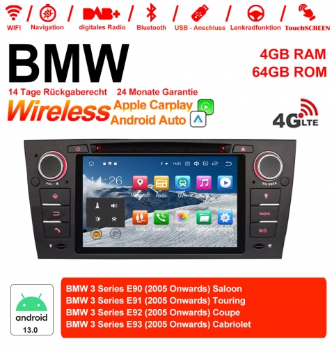 7" Android 13.0  Autoradio 4GB RAM 64GB ROM Für 3 Serie BMW E90 E91 E92 E93 318 320 325  Manuelle Klima klimaanlage Built-in Carplay / Android Auto