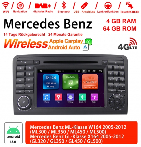 7 Inch Android 13.0 4G LTE Car Radio / Multimedia 4GB RAM 64GB ROM For Benz W164 X164 Built-in Carplay / Android Auto