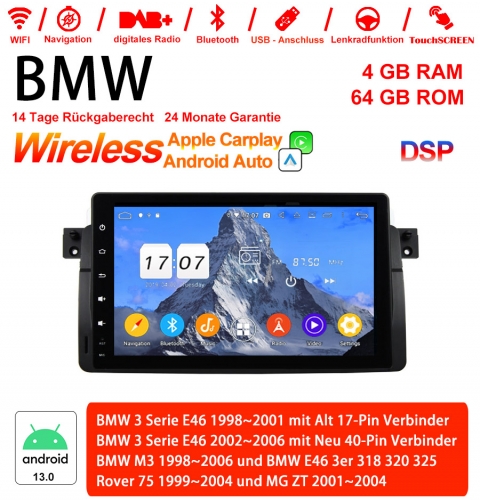 9 Zoll Android 13.0  Autoradio / Multimedia 4GB RAM 64GB ROM Für BMW 3 Serie E46 BMW M3 Rover 75 Mit Bluetooth USB Built-in Carplay / Android Auto