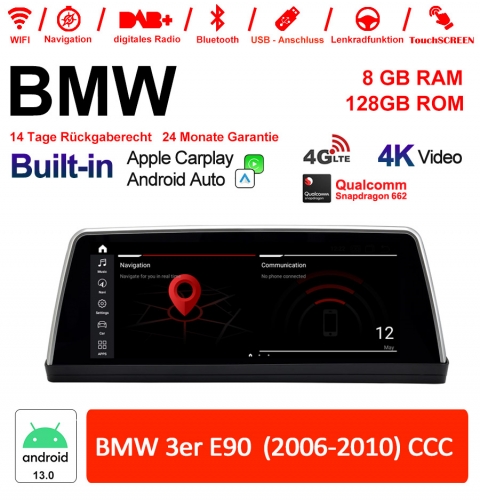 10.25 Zoll Qualcomm Snapdragon 665 8 Core Android 13.0 4G LTE Autoradio / Multimedia USB WiFi Navi Carplay Für BMW 3 Series E90 (2006-2010) CCC