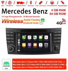 7 pouces Android 13.0 4G LTE Autoradio / multimédia 4GB RAM 64GB ROM pour Mercedes Classe E W211 de benz, classe W219 de CLS, classe W463