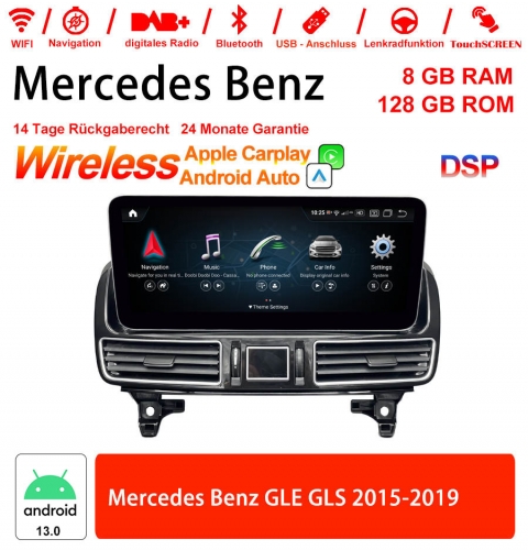 12.3 inch Snapdragon 665 8 Core Android 13 4G Car Radio / Multimedia 8GB RAM 256GB ROM For Benz GLE/GLS  2015-2019 Built-in CarPlay