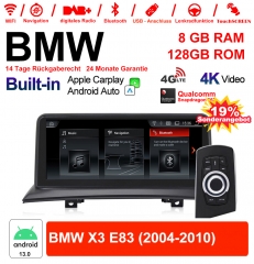 10.25" Qualcomm Snapdragon 662 Android 13.0 4G LTE Autoradio /Multimédia USB WiFi Navi Carplay Pour BMW X3 E83 (2004-2010) avec écran d'origine