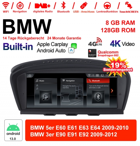8.8" Qualcomm Snapdragon 665 Android 13.0 4G LTE Autoradio / Multimédia USB WiFi Carplay Pour Für BMW 5 Series E60 E61 E63 3 Serie E90 CIC