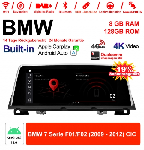 10.25" Qualcomm Snapdragon 665 Android 13.0 4G LTE Autoradio / Multimédia USB WiFi Navi Carplay Pour BMW 7 Series F01 F02 (2009-2012) CIC