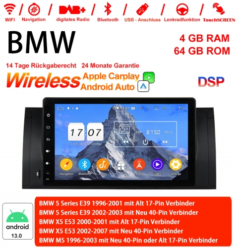 9 Zoll Android 13.0 Autoradio / Multimedia 4GB RAM 64GB ROM Für BMW X5 E53 M5 E39 Built-in Carplay / Android Auto