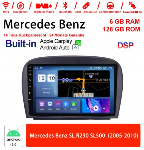 9 pouces Android 13.0 Autoradio/Multimédia 6 Go RAM 128 Go ROM Pour Mercedes Benz SL R230 SL500 2005-2010