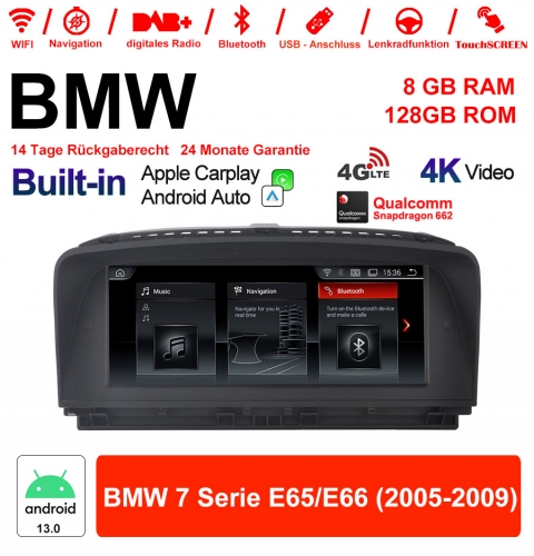 8.8" Qualcomm Snapdragon 665 Android 13.0 4G LTE Autoradio / Multimédia USB WiFi Navi Carplay Pour BMW 7 Series E65/E66 (2005-2009)