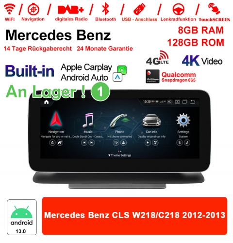 Qualcomm Snapdragon 665 8 Core Android 13 4G LTE Autoradio/Multimedia 8GB RAM 128GB ROM Für Mercedes Benz CLS W218/C218 2012-2013 NTG4.5