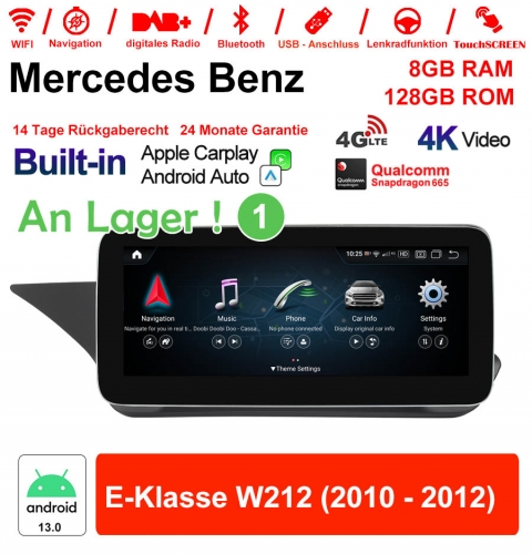 Qualcomm Snapdragon 662 8 Core Android 13 4G LTE Autoradio/Multimedia 8GB RAM 128GB ROM Für Benz E-Klasse W212 2010-2012 NTG4.0 Built-in CarPlay