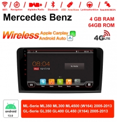 9 pouces Android 13.0 autoradio/multimédia 4Go RAM 64Go ROM pour BENZ ML350 ML300 ML450 W164 GL350 GL400 GL450 avec DSP intégré Carplay Android Auto