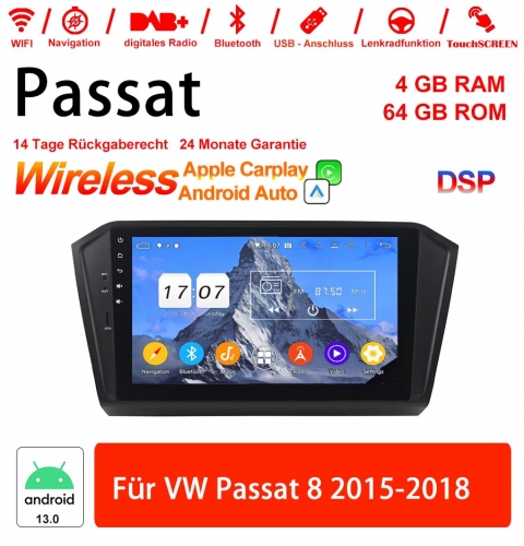 10.1 inch Android 13 Car Radio / Multimedia 4GB RAM 64GB ROM For VW Passat 8 2015-2018