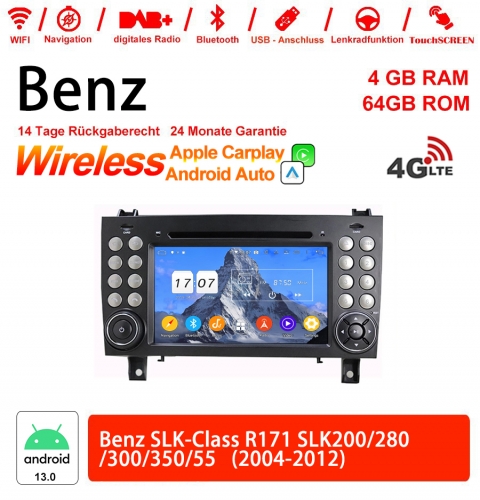 7 pouces Android 13.0 autoradio / multimédia 4GB RAM 64GB ROM pour Benz SLK-Class R171 SLK200 280 300 350 55 2004-2012 intégré Carplay / Android Auto