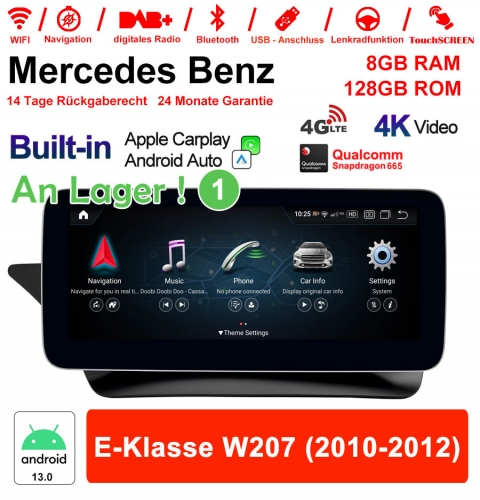 Qualcomm Snapdragon 665 8 Core Android 13 4G LTE Autoradio/Multimédia 8Go RAM 128Go ROM pour Benz E-Klasse W207 2010-2012 NTG4.0 CarPlay intégre