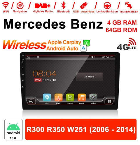 9 pouces Android 13.0 autoradio / multimédia 4 Go de RAM 64 Go de ROM pour Mercedes BENZ R300 R350 W251 2006-2014 avec DSP intégré Carplay Android