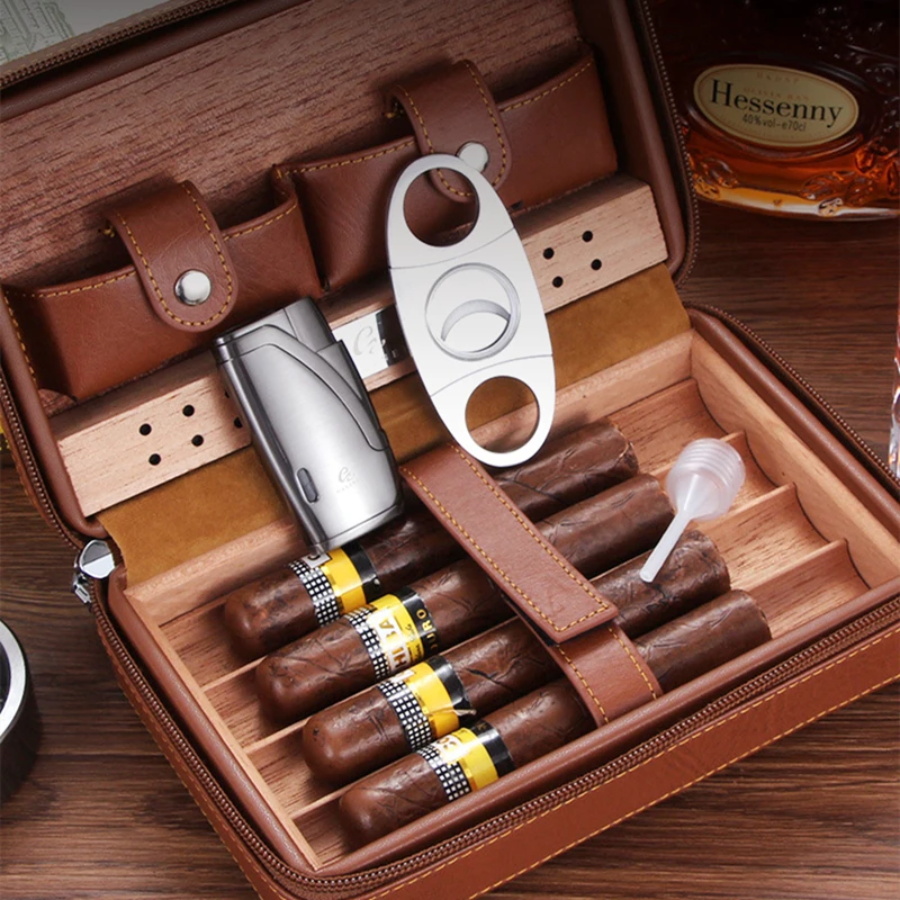 travel leather cigar humidor