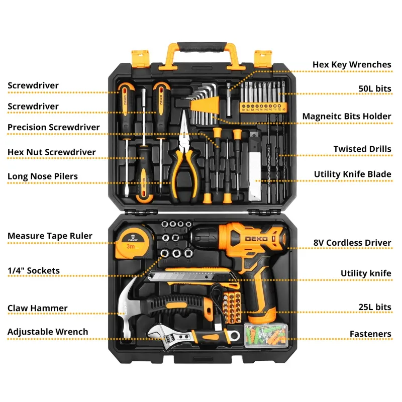 126pcs Elektrowerkzeug-Kombi-Kits