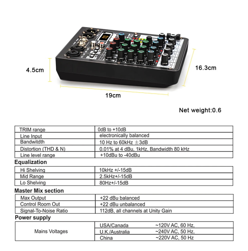 table de mixage audio 4 canaux 99 dsp