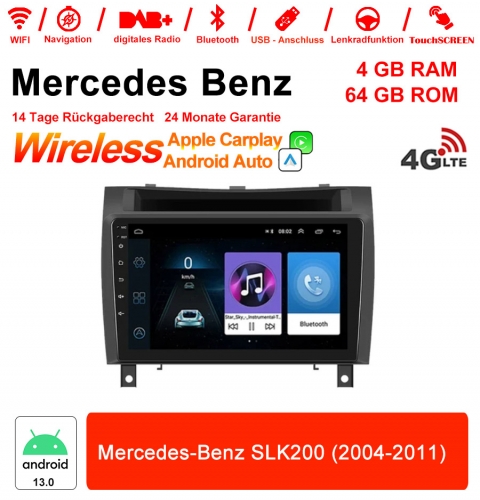 9 Zoll Android 13.0 Autoradio / Multimedia 4GB RAM 64GB ROM Für Mercedes-Benz SLK200 (2004-2011) Mit WiFi NAVI Bluetooth USB