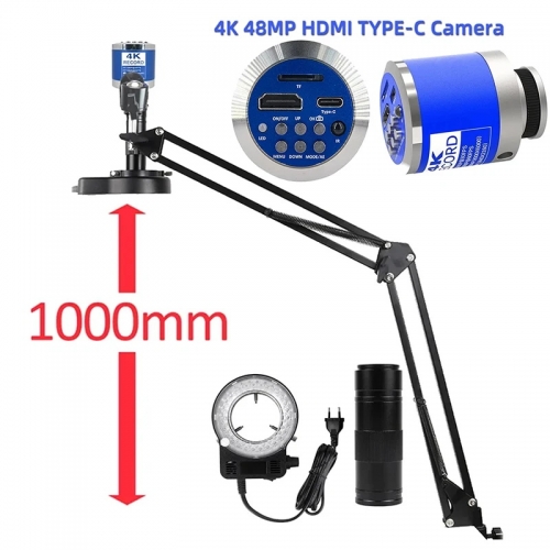 Full HD 4k 48mp hdmi TYPE-C digital industrial microscope 150x adjustable zoom lens microscope kit for soldering magnifying repair