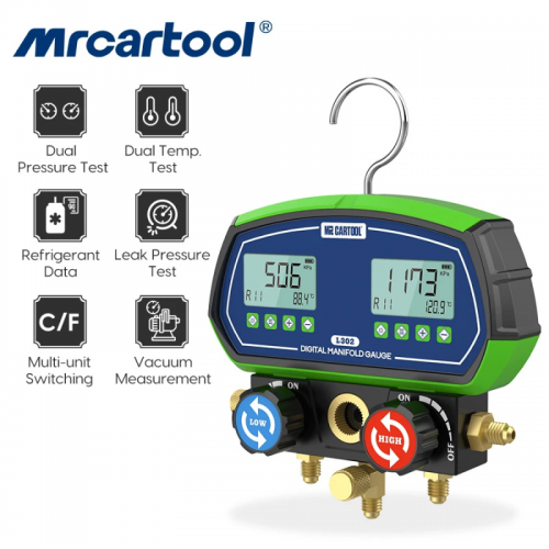MRCARTOOL L302 HVAC Vacuum Pressure Temperature Tester Leakage Test Refrigeration Tools Digital Manifold Gauge Meter Testo
