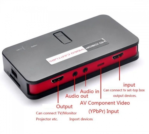 Capture de jeu HD pour EZcap 284 1080P AV/Ypbpr, boîtier enregistreur de Capture vidéo sur disque USB, carte SD pour Xbox360/One PS3/4