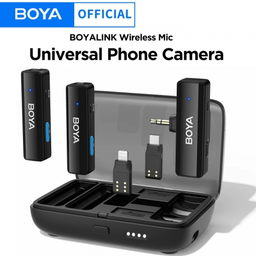 Boya Boyalink Microphone cravate sans fil pour iPhone Android Appareil photo reflex numérique Youtube Live Streaming Audio Enregistrement Interview