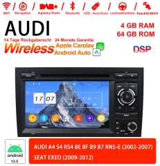 7 pouces Android 13.0 Autoradio / Multimédia 4Go de RAM 64Go de ROM pour AUDI SEAT EXEO S4 RS4 8E 8F B9 B7 RNS-E