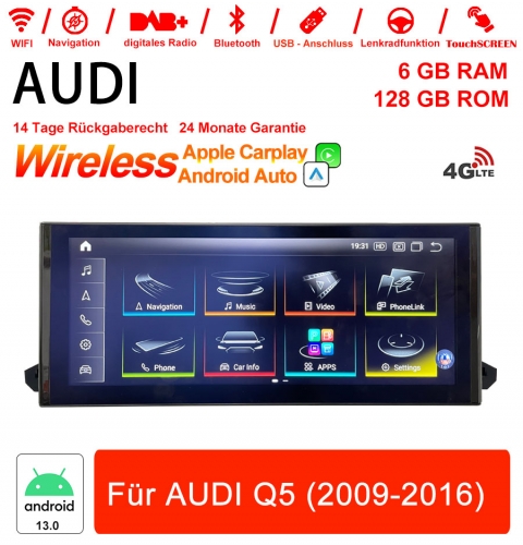 Qualcomm Snapdragon 665 8 Core Android 12.0 4G Autoradio/ Multimédia pour AUDI Q5 2009-2016 CarPlay intégré/Android Auto
