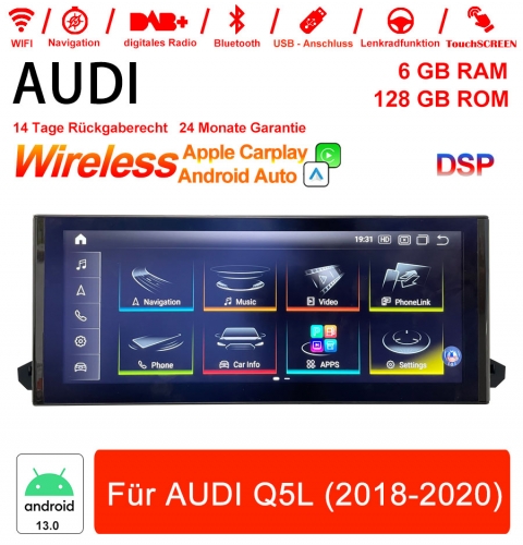 Qualcomm Snapdragon 665 8 Core Android 13.0 4G Autoradio/ Multimédia pour AUDI Q5L 2018-2020 CarPlay intégré/Android Auto