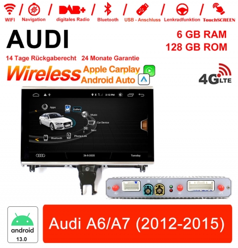 Qualcomm Snapdragon 625 8 Core Android 13.0  Autoradio/ Multimédia 6Go de RAM 128Go de ROM pour Audi A6/A7 (2012-2015) CarPlay intégré
