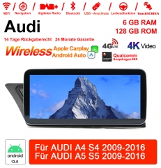 Qualcomm Snapdragon 665 8 Core Android 13.0  4G LTE Autoradio/ Multimédia 6Go de RAM 128Go de ROM pour AUDI A4 S4 A5 S5 2009-2016