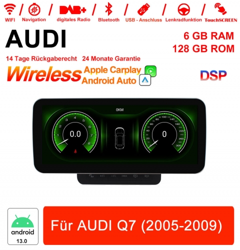 10.25 Zoll Qualcomm Snapdragon 665 8 Core Android 13.0  Autoradio / Multimedia 6GB RAM 128GB ROM Für AUDI Q7 2005-2009 Built-in CarPlay