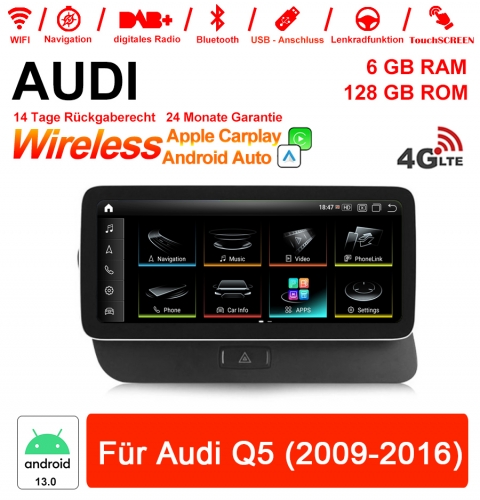 Qualcomm Snapdragon 665 8 Core Android 13.0  Autoradio / Multimedia 6GB RAM 128GB ROM Für Audi Q5 (2009-2016) Built-in CarPlay